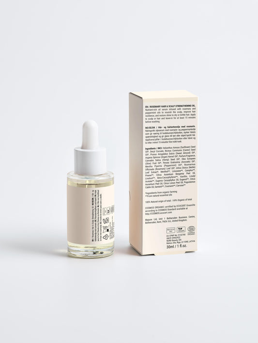 Skincare serum bottle with dropper and its box on a light gray background